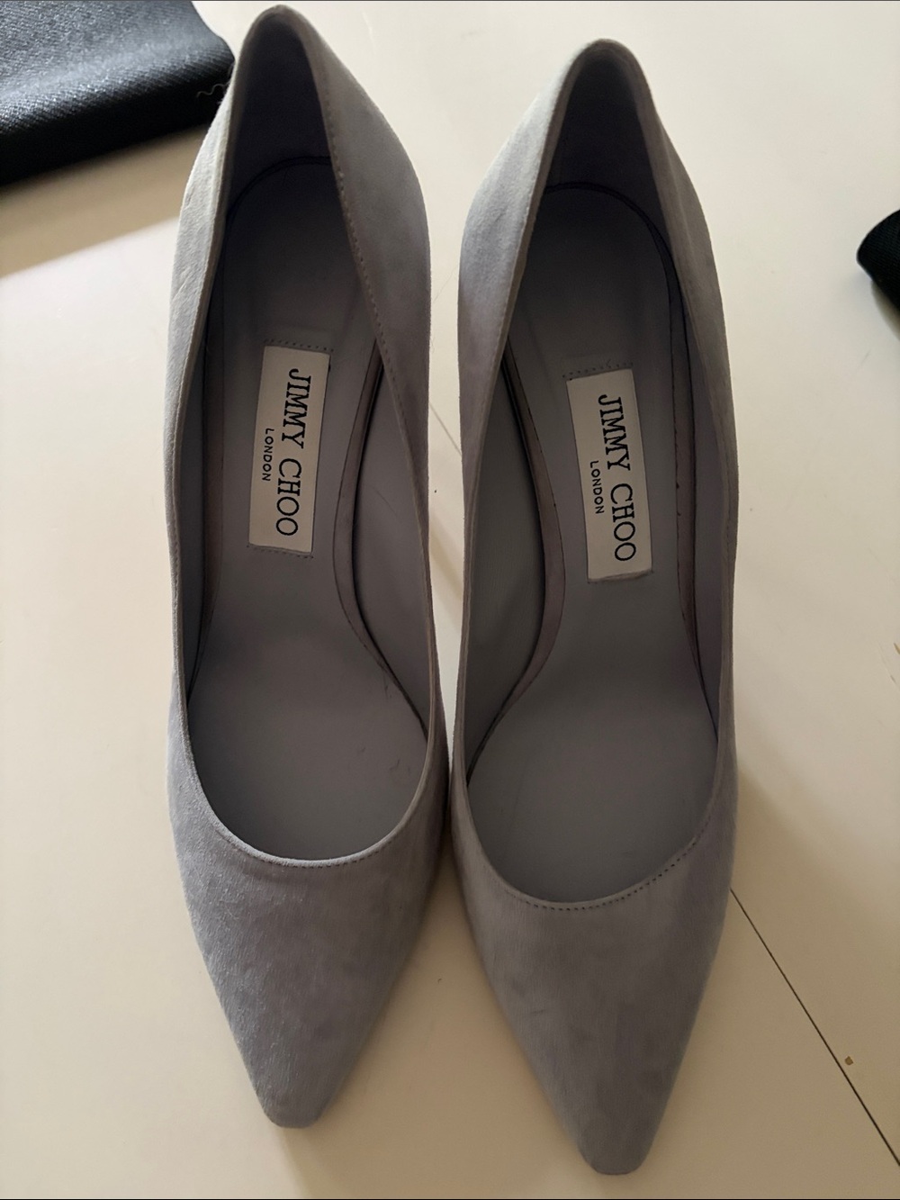 Jimmy Choo Light Blue Suede Pointed-Toe Pumps